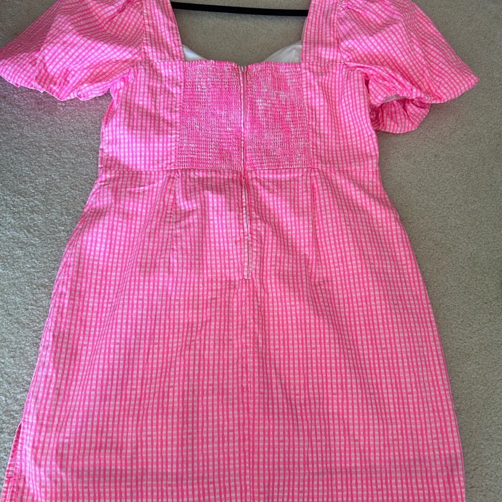 Lilly Pulitzer Nilany Lined Romper Dress Candy Hot Pink Gingham Size 14 EUC - Picture 7 of 8